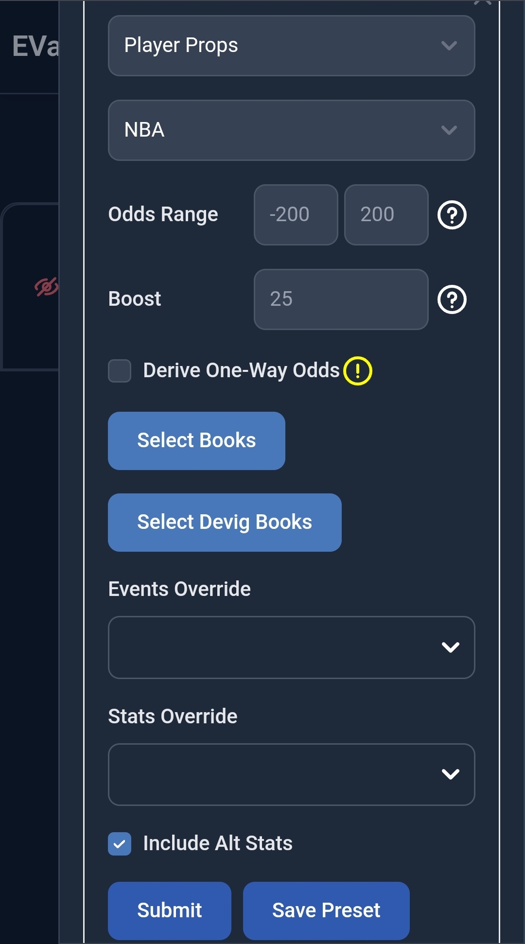 Scanner controls and filters