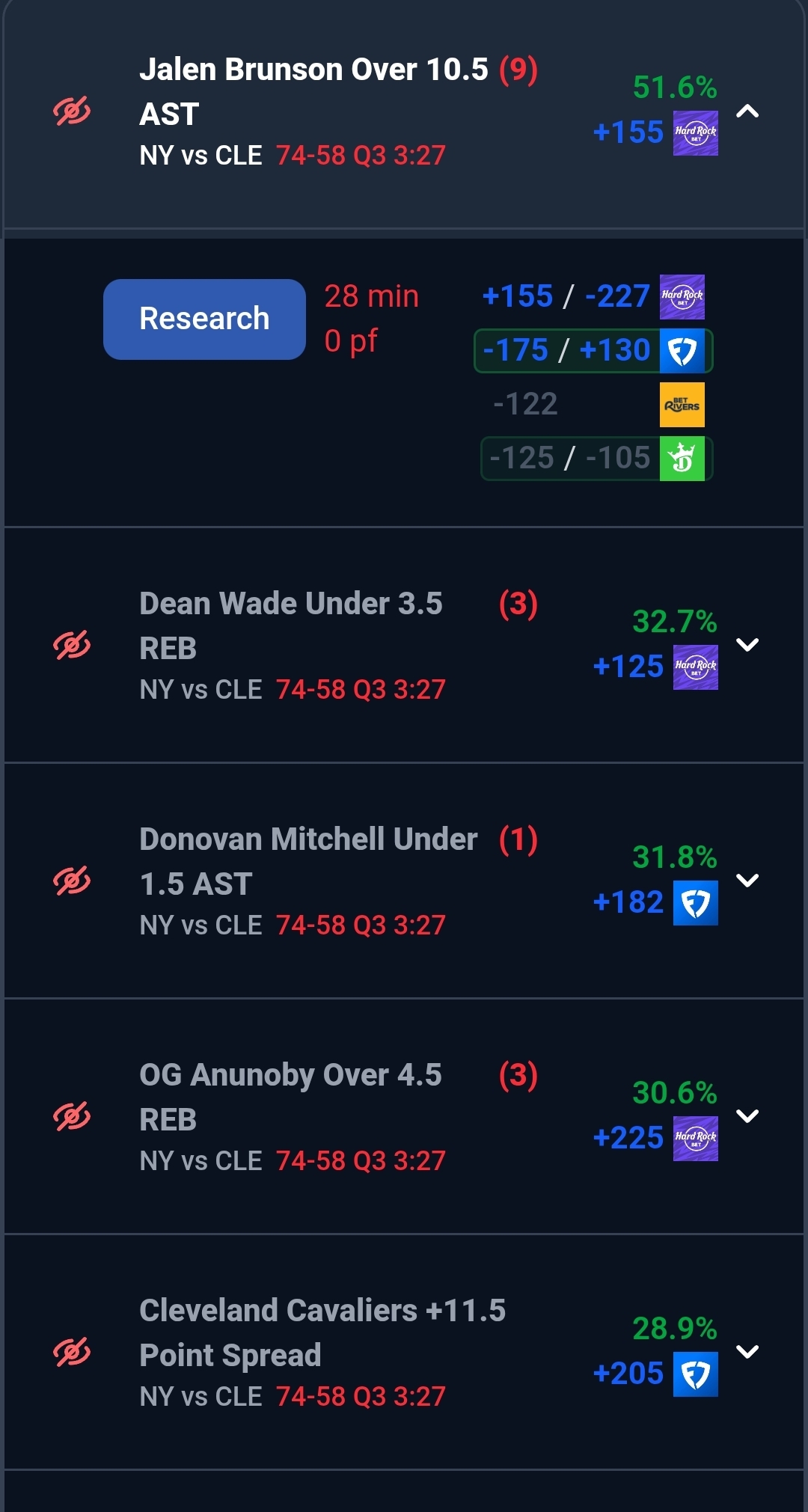Live betting support